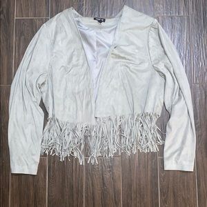 Torrid faux suede fringe coat